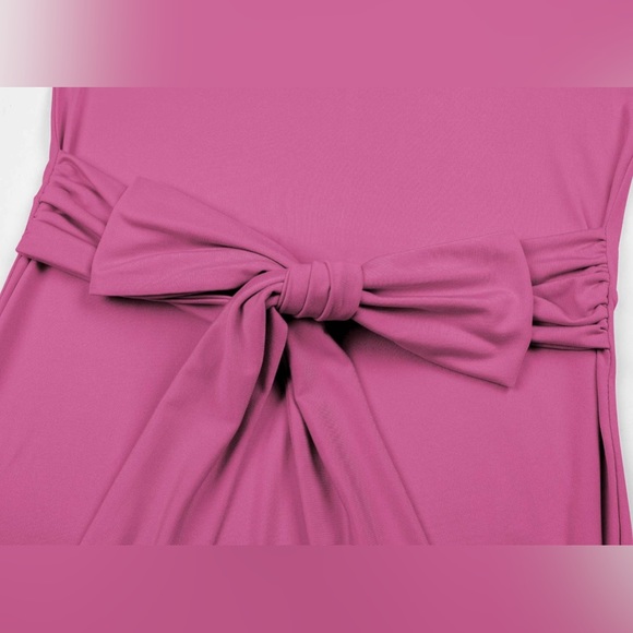 197. SMALL VIVINEW (HOT PINK) Maternity Dress Sleeveless Tie Waist Elegant Fitt - Picture 5 of 9